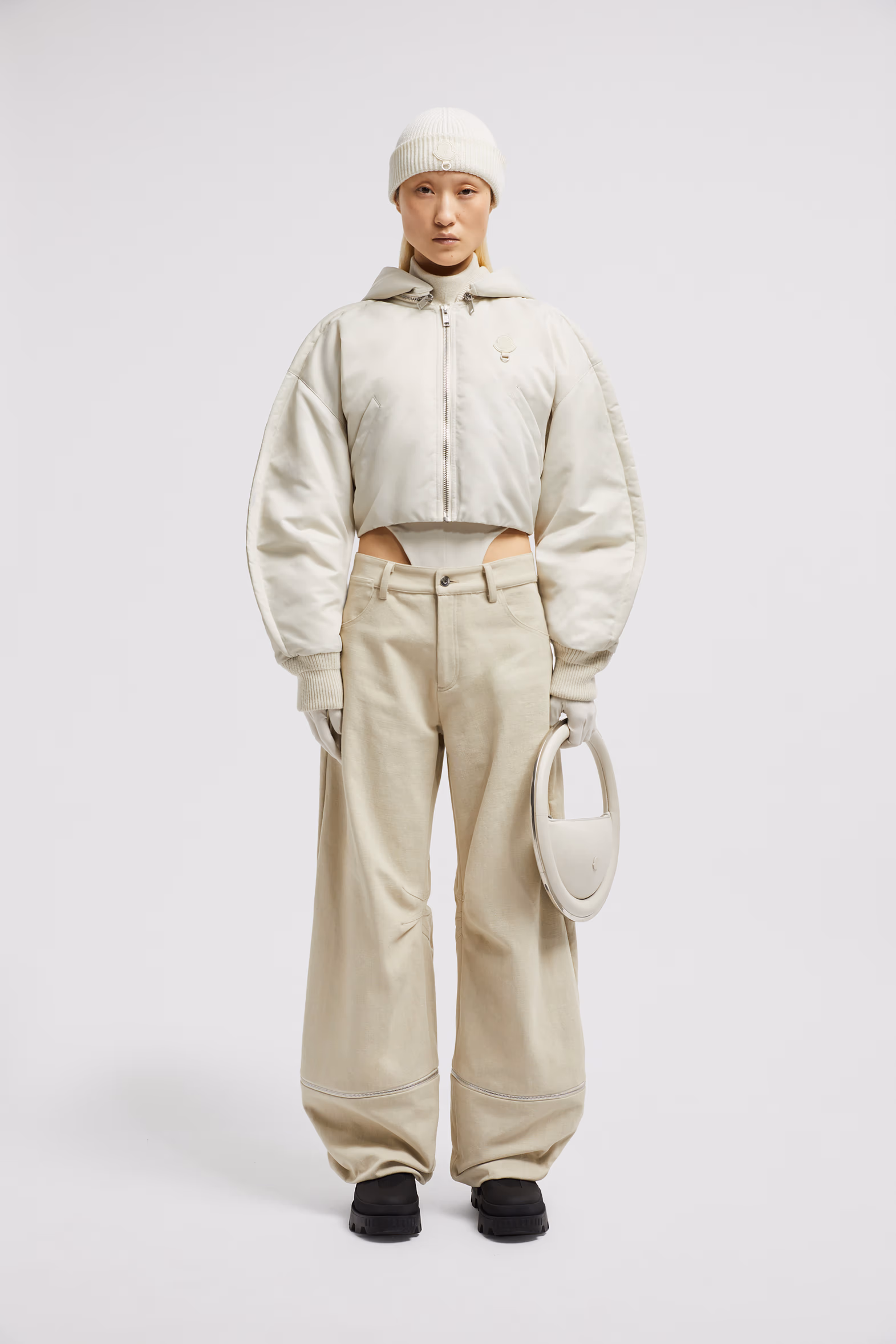 Moncler x Willow Smith Malek Hooded Short Down Jacket Women White Ivory Moncler 0